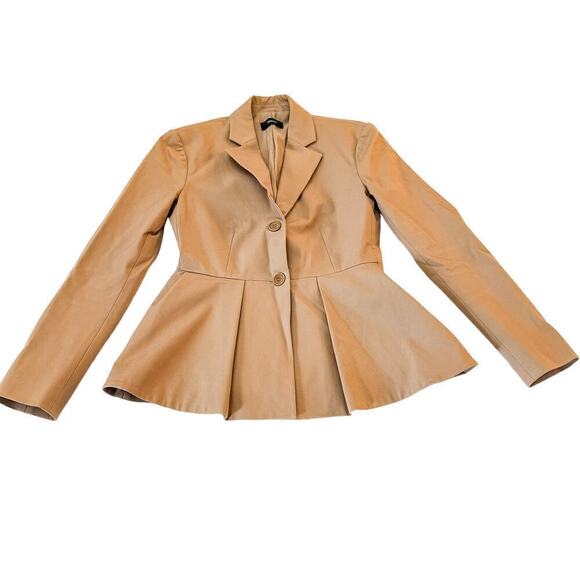 Theory Braneve Appraach Pleated Peplum Blazer Sand SZ00 - Picture 1 of 5